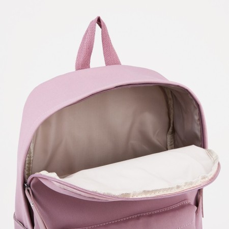 Youth backpack from textiles, 4 pockets, pink color-5