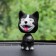 Dog on a car panel shocking his head, Husky, black