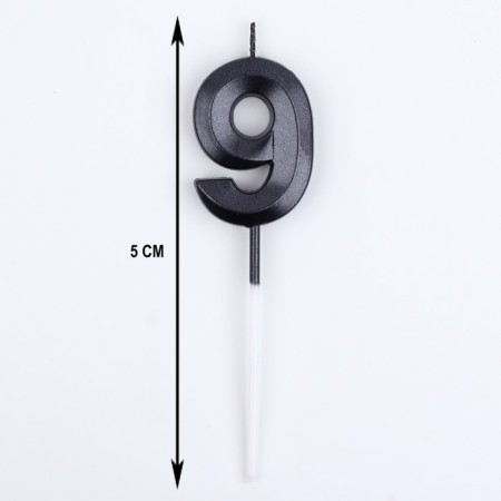 Candle in the cake on the skewer "Fine", the number "9", black, 5 cm-5