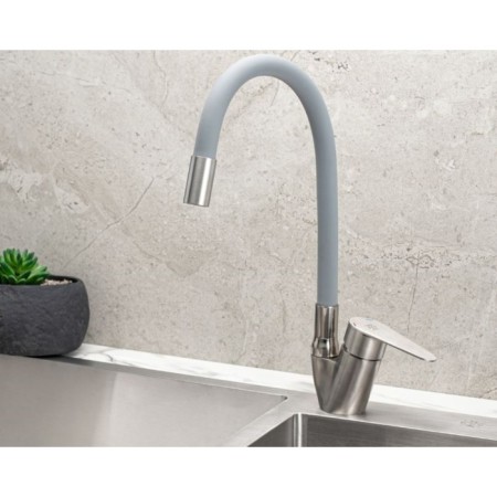 Kitchen mixer "RMS" SUS126GY-016F, flexible spout, single-leaf, gray/satin-1