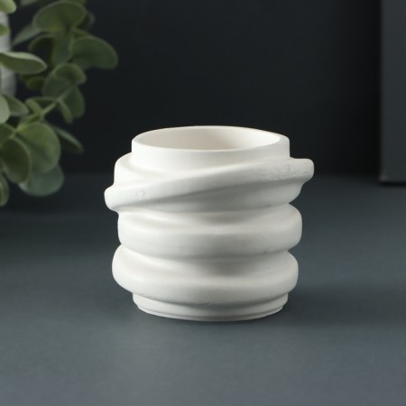 Kashpo - Spiral's candlestick 7x5cm, white-1