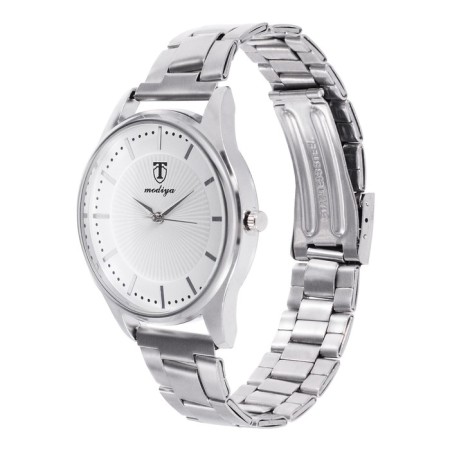 Men's wrist watch, D-4.2 cm, metal strap, white dial-2