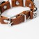 Bracelet Skin "Skull" rhythm, brown color with silver, 21.5 cm