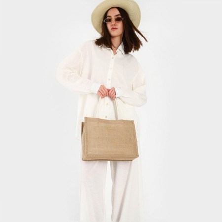 Bag Women's beach without fasteners, beige color-3