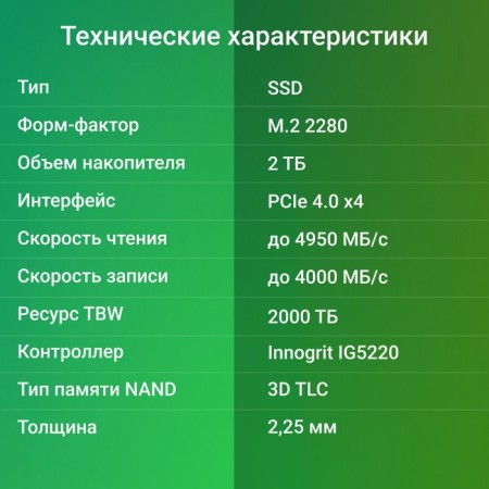 SSD Digma PCIE 4.0 x4 2TB DGSM4002TG23T META G2 M.2 2280-6