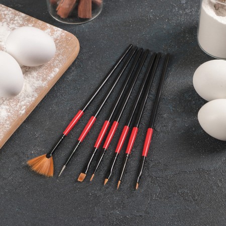 A set of confectionery brushes for decorating the Dilan "Rubin", 7 pcs