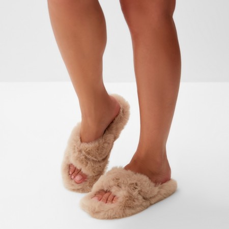 Women's slippers with an open nose size 37, beige color-8