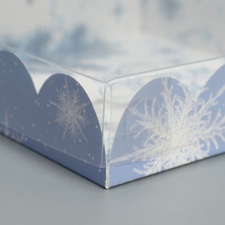 Box for confectionery products with PVC “Happy New Year!”, 13 x 13 x 3 cm, New Year-3