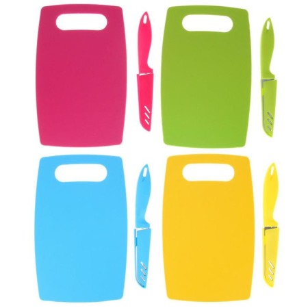 Set of kitchen shade, 2 items: Board section Plastic anti -slip rectangular 25 × 15 cm, knife, color mix-4