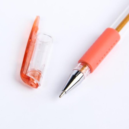 A set of gel pens, 12 colors, with sparkles, with a rubber holder, in a plastic box-6