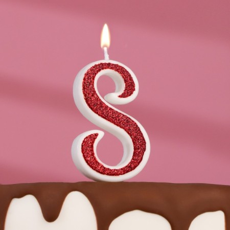 Candle in the cake on the skewer "Rubin collection", number 8, 5.2 cm, ruby