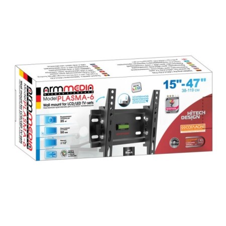Arm Media Plasma-6, up to 35 kg, 15-47 ", wall, tilt, black-3