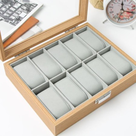 Casket Wood for watch 10 Branch "beige" 7.5x21x26 cm-2