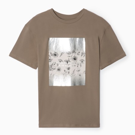 Female T-shirt, brown color, ONE SIZE (42-46)