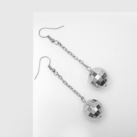 Hanging earrings "Discus", color silver, 6.3cm-1