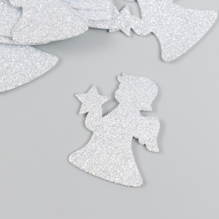 Decor "Angel" silver 5 cm set 10 pcs foam glitter