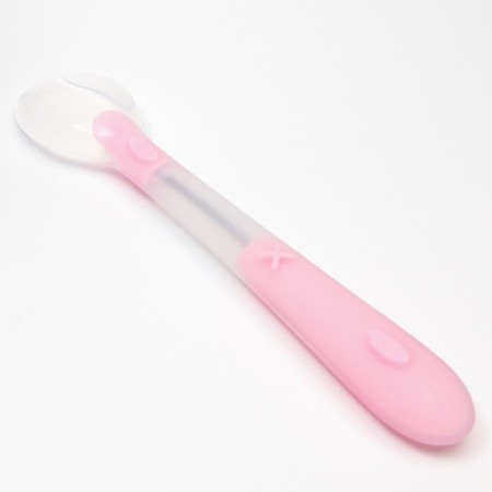 A spoon for nursery for feeding silicone, from 5 months, pink color-4