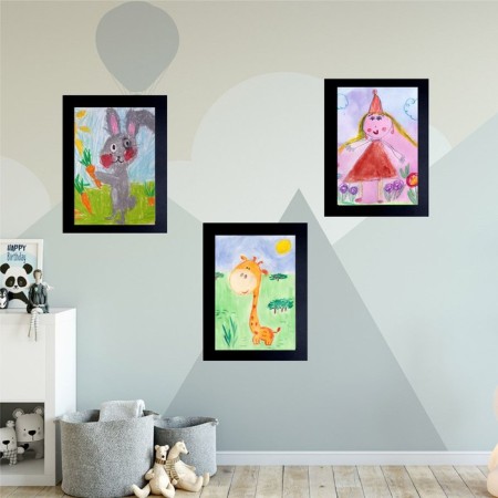 Paspartt frame size 35 × 26 cm, transparent sheet, adhesive tape, black color-4
