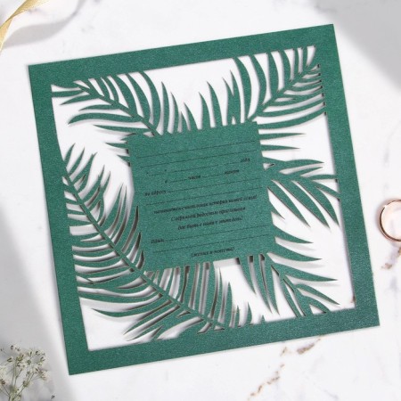 Wedding invitation: carved 16 x 16 cm, (green color)-4