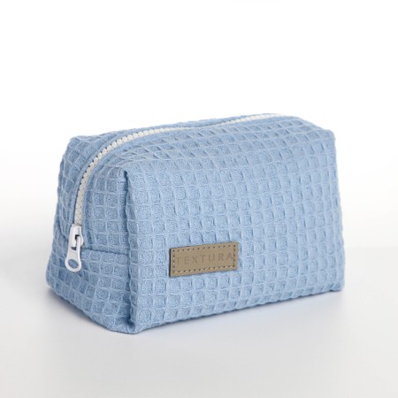 Textura zipper cosmetic bag, blue color-1