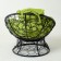 Armchair "Papasan" mini, rattan, pillow green mix, black frame, 81x68x77cm