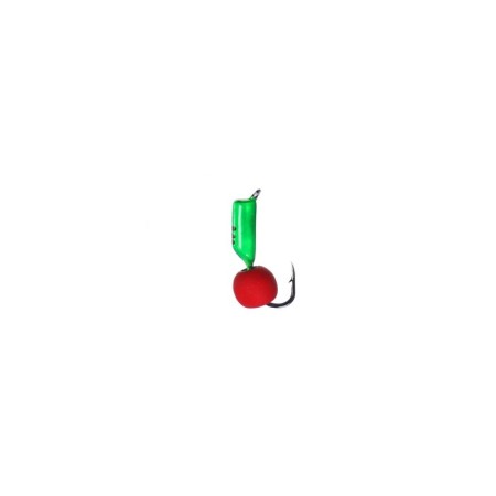 Mormyshka column green, black stripes + ball red, weight 0.45 g-1