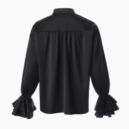 Women's silk blouse with mists mist, size 48, black-9