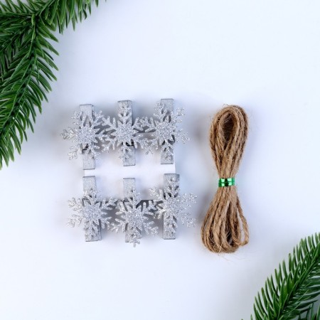 Brongs for the decor "Snowflakes" silver, 6 pcs.-1