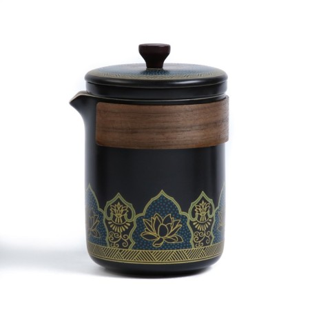 A set for a tea ceremony of 5 items per 3 persons: a cup 50 ml, a kettle 280 ml, black-2