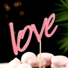 Топпер "Love" розовый 12,9х6,7 см
