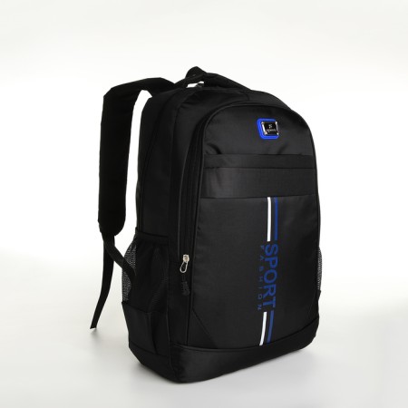 Youth backpack on a zipper, 4 pockets, black/blue color-2