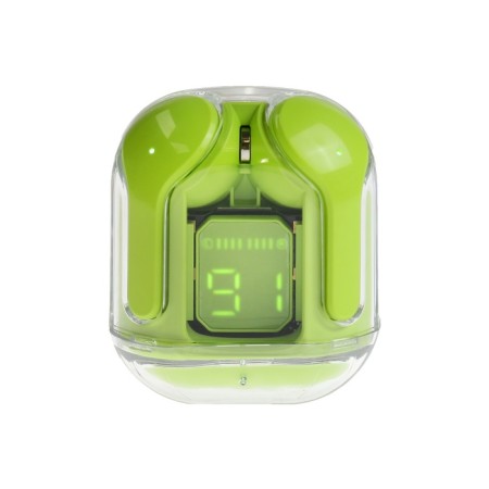 Wireless headphones Air31, TWS, vacuum, BT 5.0, 45/230 mAh, transparent, green-3