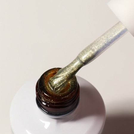 TOP for nails "Shine", with sparkles, 15 ml, LED/UV, silver, yellow-2