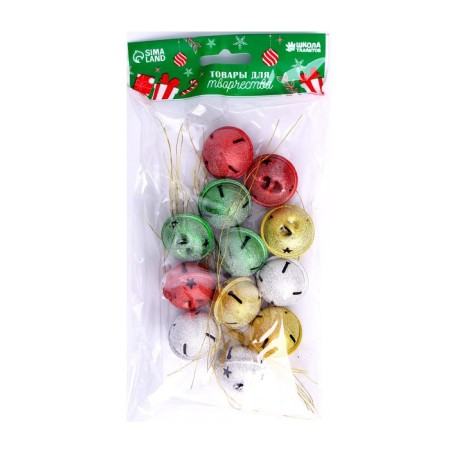 Bubenchiki, set 12 pcs., Size 1 pc: 3 × 3 cm, silver color, gold, red, green-4