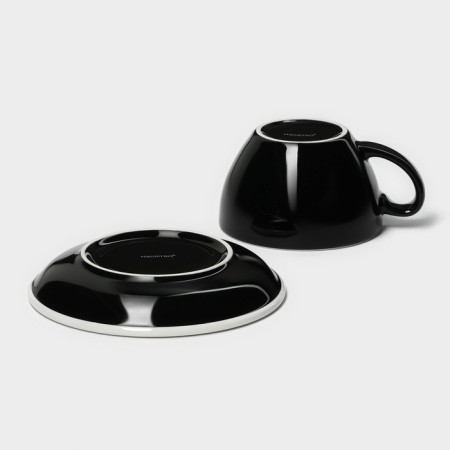 Coffee steam porcelain Magistro Coffee Time, 2 objects: a cup 300 ml, a saucer d = 15.5 cm, black color-5