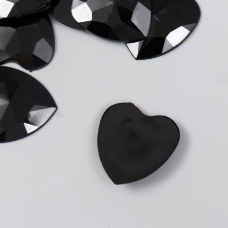 Decor for creativity plastic "Rhinestones Heart. Midnight" set 30 pcs 2.5x2.5 cm-1