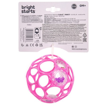 Developing toy Bright Starts, OBALL ball, with a rattle, pink color-3