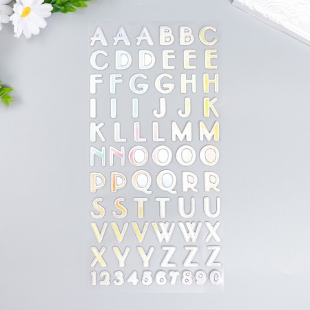 Plastic sticker "English alphabet and numbers. Overflow" 31x14 cm