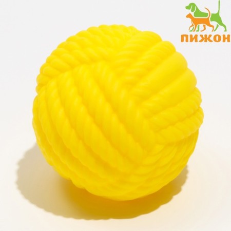 A toy for dogs squeaking "tangle of thread", 8 cm, yellow
