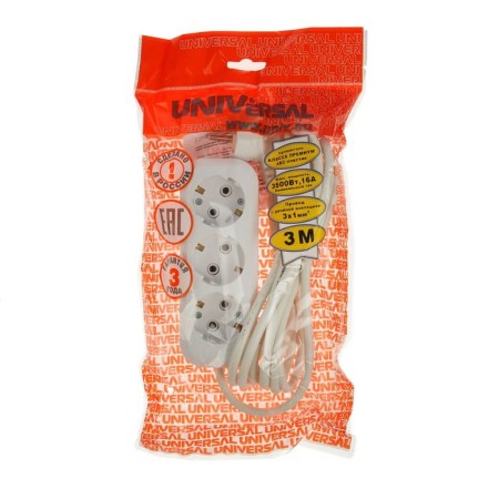 The extension cord UNIVERSAL E-303, 3 sockets, 3 m, PVS 3x1, 16 A-1