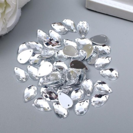 Decor for creativity Plastic sewing "drop" silver set 50 pcs 1x0.7x0.3 cm-1