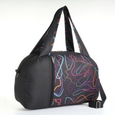 Sports bag with lightning, long belt, external pocket, black color