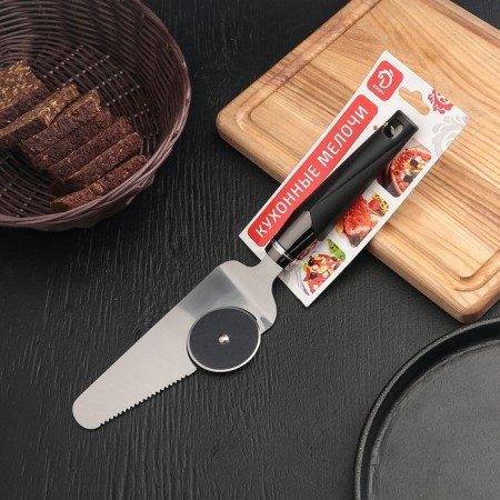 Knife-Lopatka for pizza shares "Chrome", 29 × 6.5 cm, black color-2
