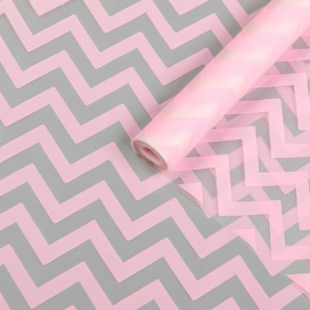 Flower film, matte, "zigzag", pink, 0.6 x 9m ± 5%