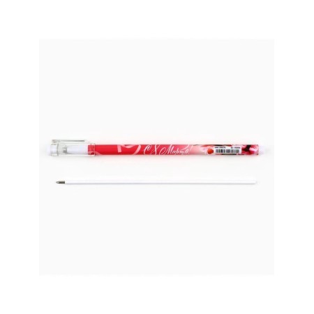 Pen Plastic with a cap "since March 8! Tulips", blue paste, ball 0.5 mm-2