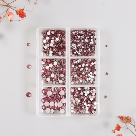 Decor for creativity Glass "Rhinestones. Dark pink" d = 2-4.8 mm nr 1188 pcs 6x8x1.5 cm-1