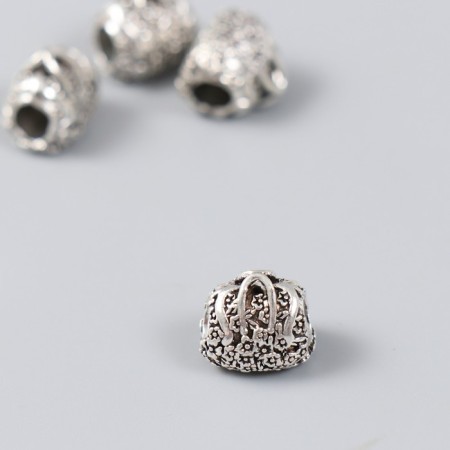 Bead for creativity Metal "Flower handbag" silver 1.2x1.1 cm