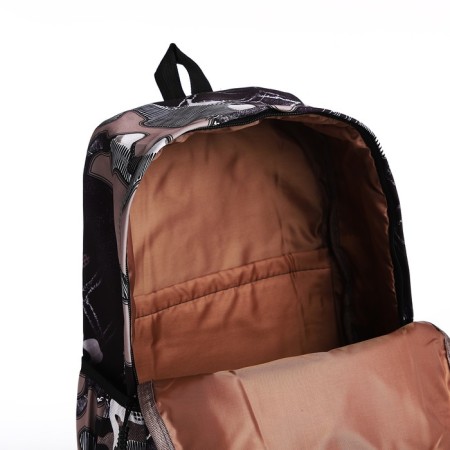 Youth backpack from textiles, 3 pockets, black/purple color-5