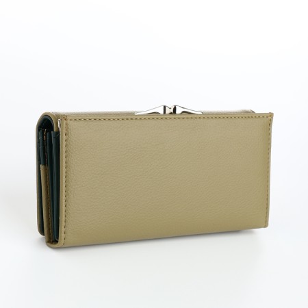 Women's wallet on magnets, green color-1