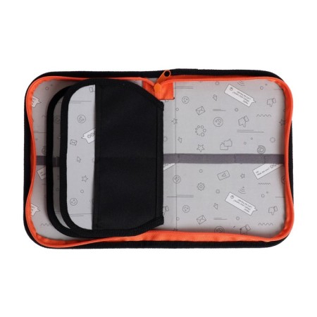 Penal 3 sections, tab inside, 140 x 210 x 40 mm, fabric, calligrata top Block "Skeletics"-5